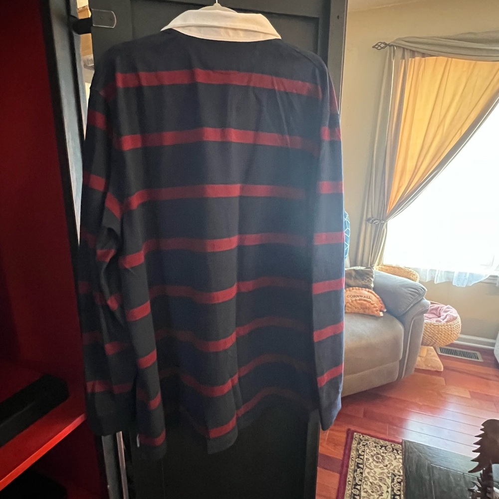Ralph Lauren Men's Navy and Burgundy Striped Polo Shirt - Picture 6 of 6